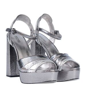MICHAEL Michael Kors Harper Platform Sandal - Metallic Silver, Size 6.5